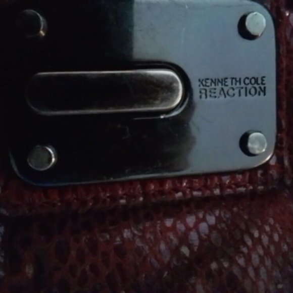 Kennethcole Reaction Red Flux Snake Skin Tote Bag Vintage Lp34 - Picture 7 of 8